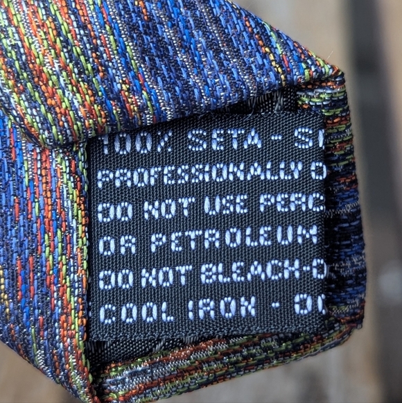 Missoni Cravatte 100% Silk Tie Blue Colorful Made in Italy - Picture 5 of 7